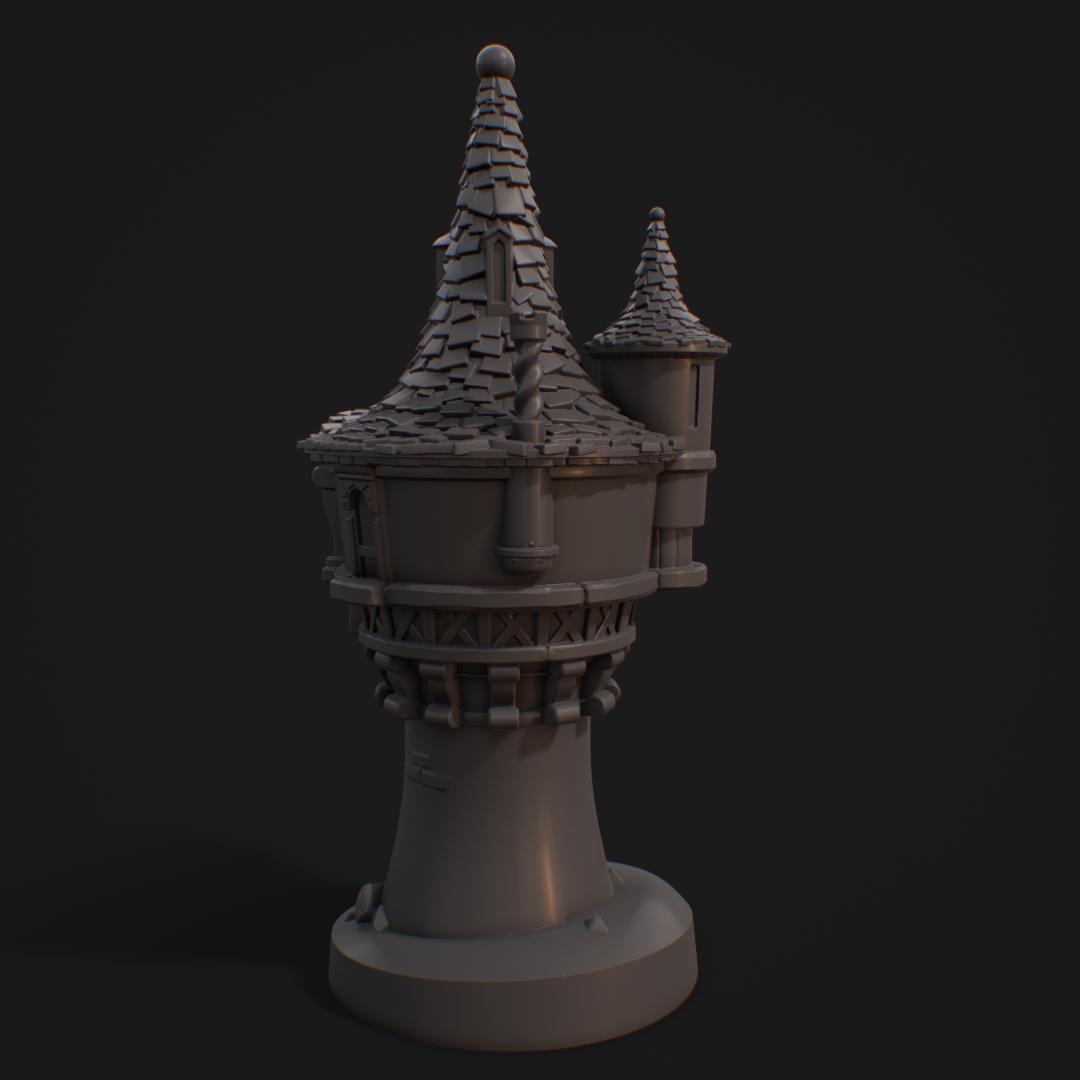 Render of a stylized Rapunzel's Tower back
